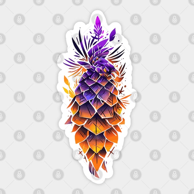 A pine cone sunset watercolor Sticker by etherElric